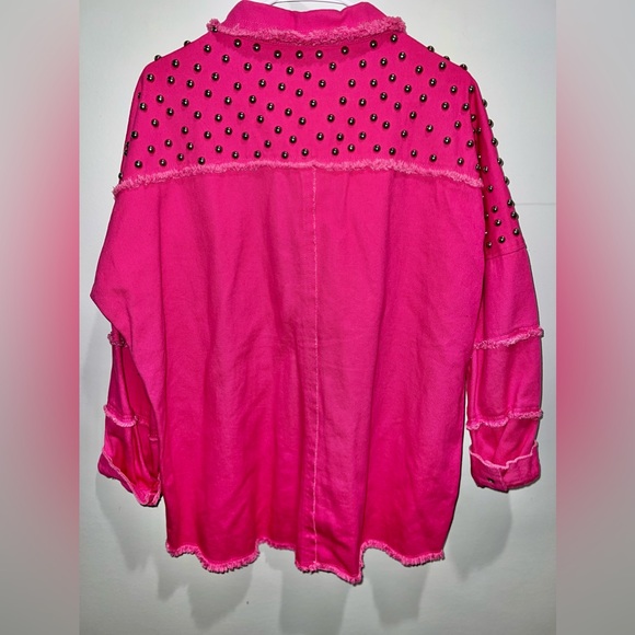 Hot Pink Studded Jacket - Picture 3 of 4